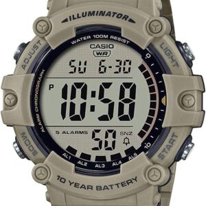 Casio AE1500WH Illuminator Collection | 10-12 months Battery Life | LED Backlight | 5 Alarms | 1/100 Second Stopwatch | Males’s Digital Timepiece