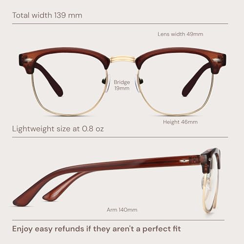 Racico Blue Gentle Blocking Glasses for Males and Ladies - Anti Blue-Ray Clear Gaming Lenses in Brown and Gold